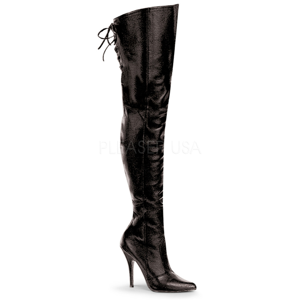Pleaser Shiny Black Over the Knee Boots